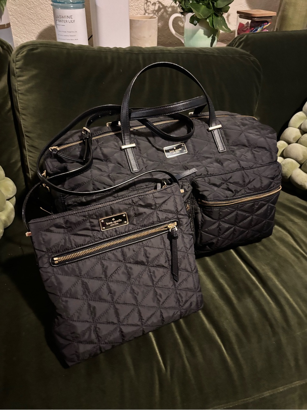 Kate Spade ♠️ Quilted Black Travel Weekender with Matching Crossbody